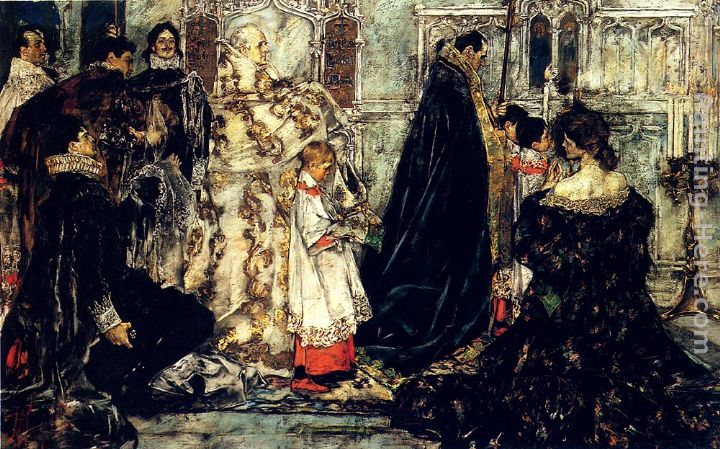 A Medieval Christmas--The Procession painting - Albert B. Wenzell A Medieval Christmas--The Procession art painting